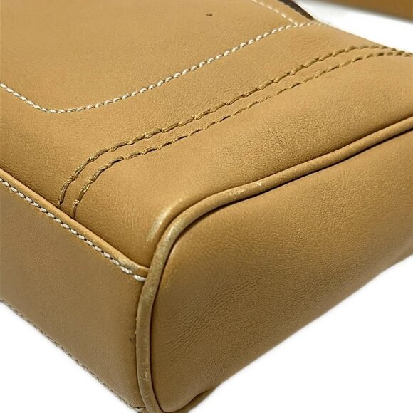 Auth Salvatore Ferragamo Gancini - Light Brown Leather Shoulder Bag - Picture 4 of 9